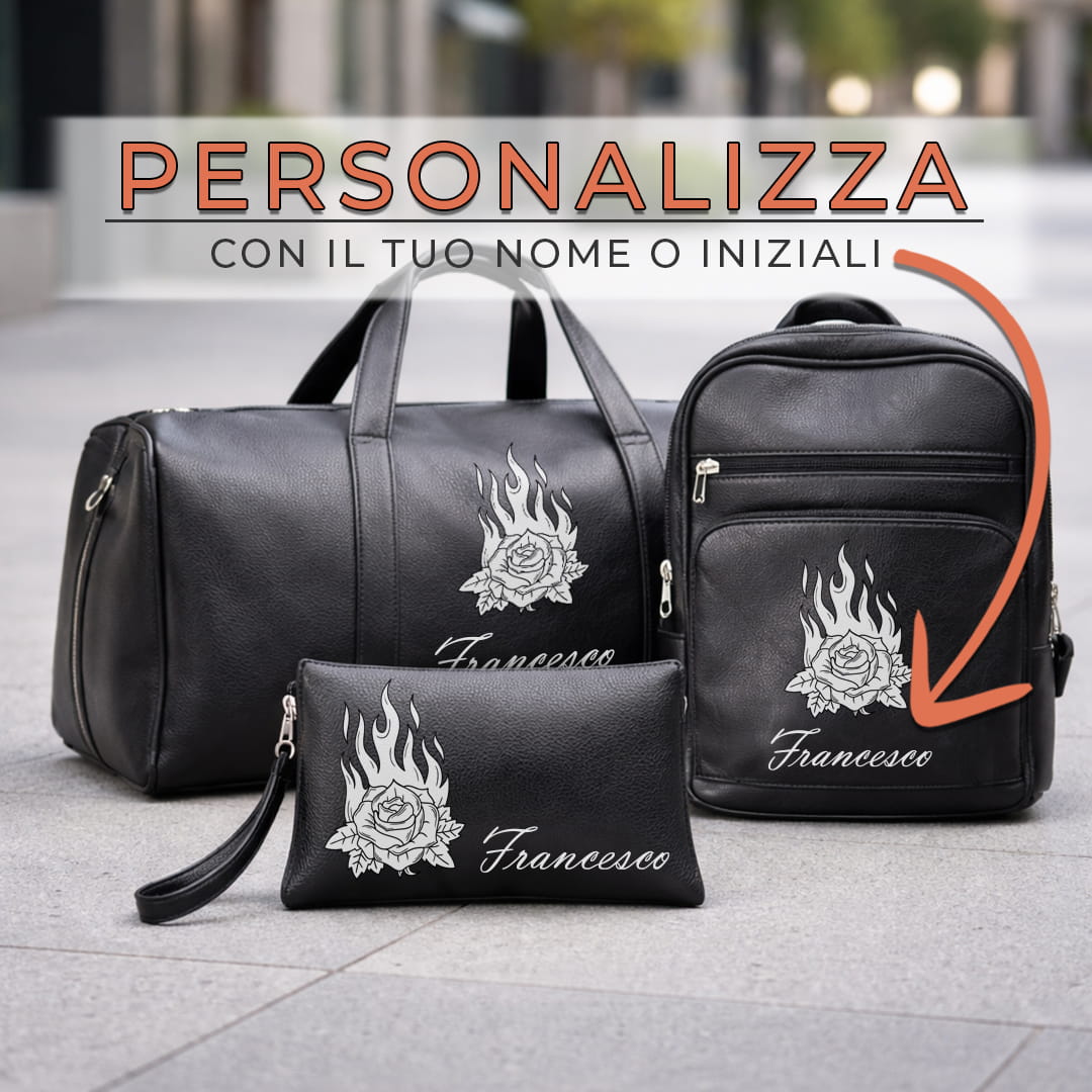 Combo Borsone + Zaino + Pochette Fire Rose