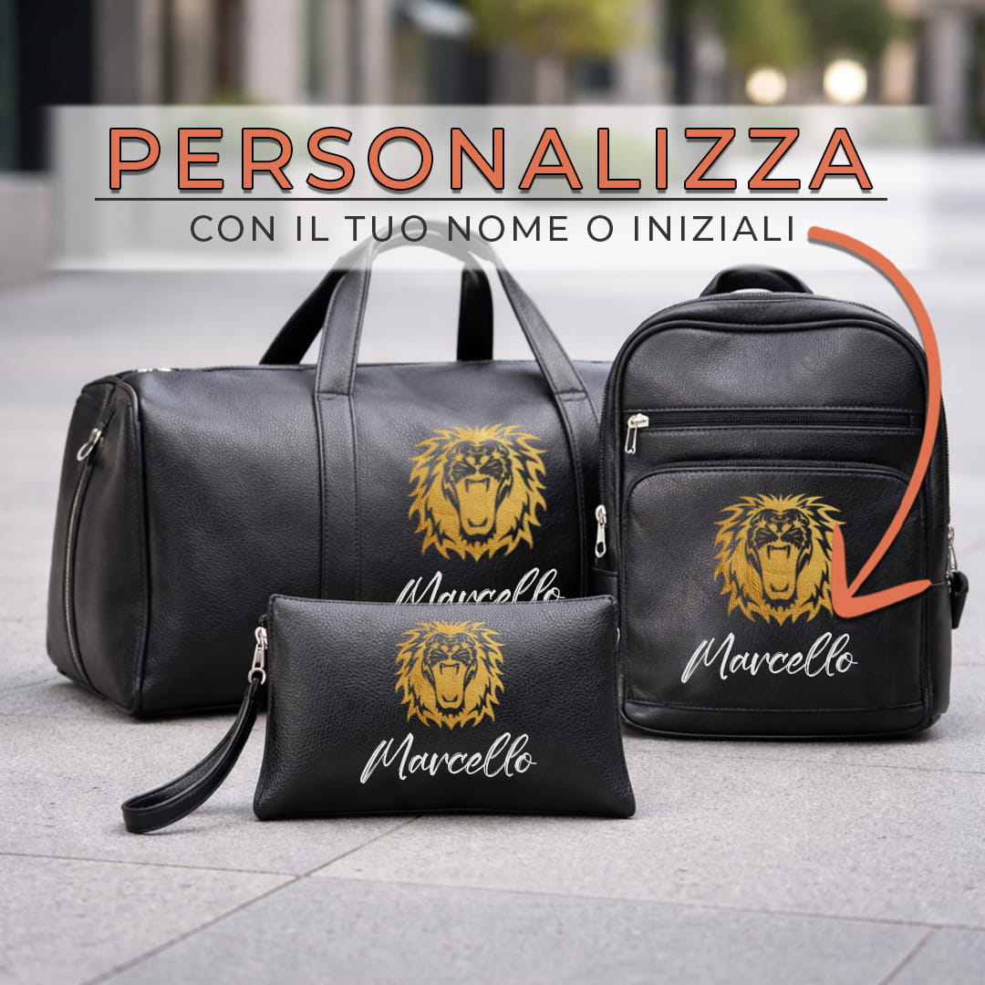 Combo Borsone + Zaino + Pochette Gold Lion