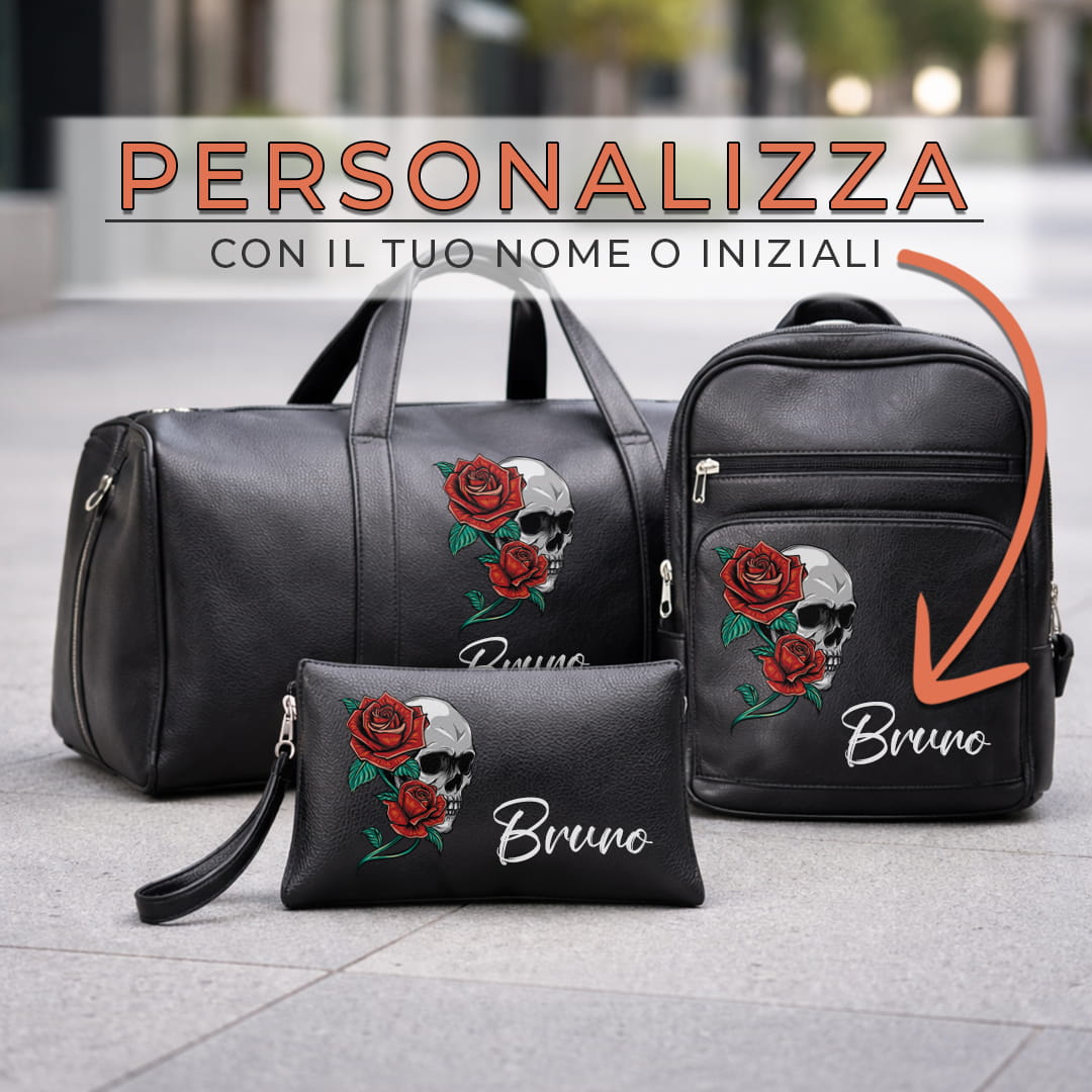 Combo Borsone + Zaino + Pochette Skull And Roses