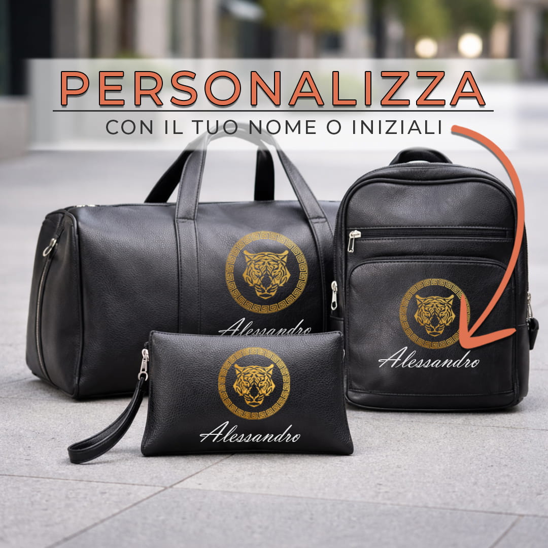 Combo Borsone + Zaino + Pochette Tiger Barocco