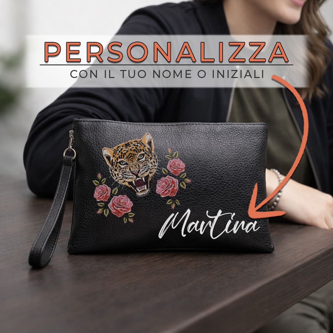 Pochette Leopard And Roses