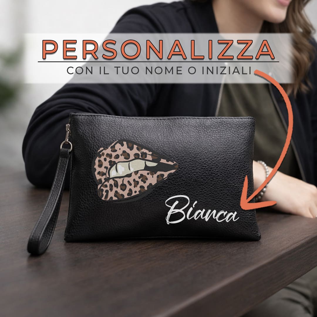 Pochette Leopard Lips