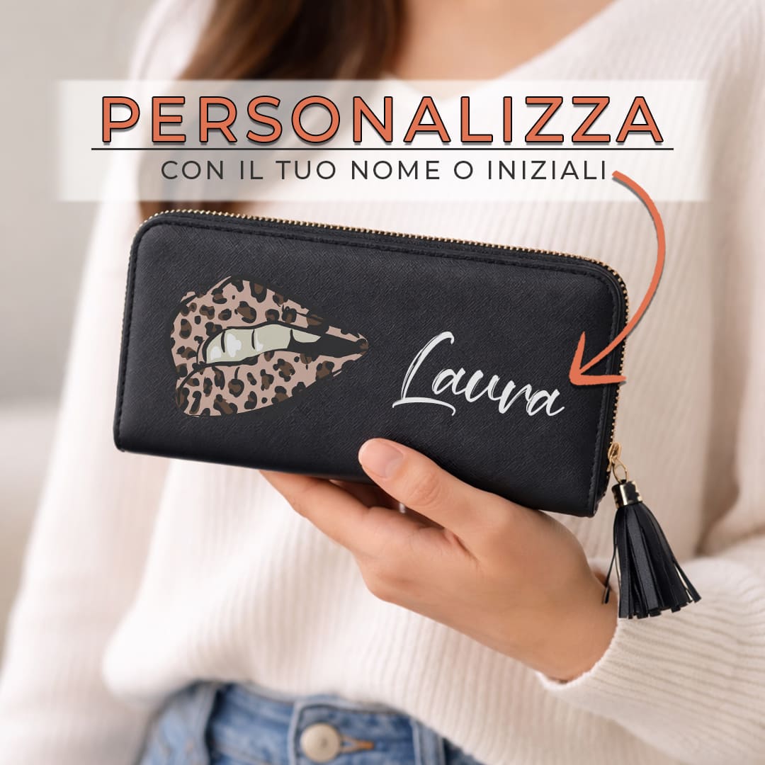 Portafoglio Leopard Lips