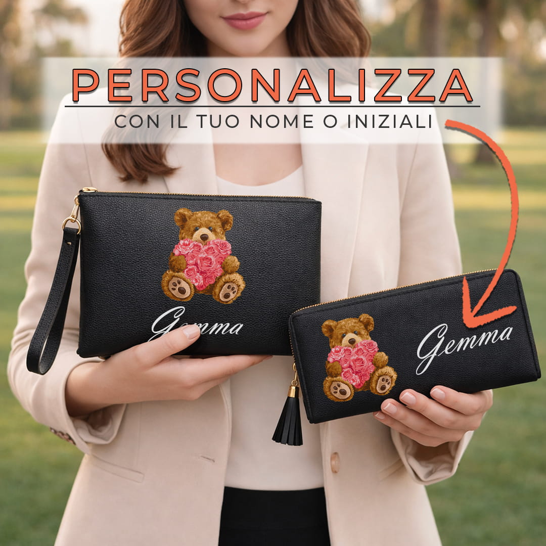 Combo Pochette + Portafoglio Teddy And Roses