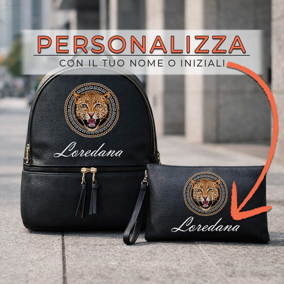 Combo Zaino + Pochette Leopard Chain