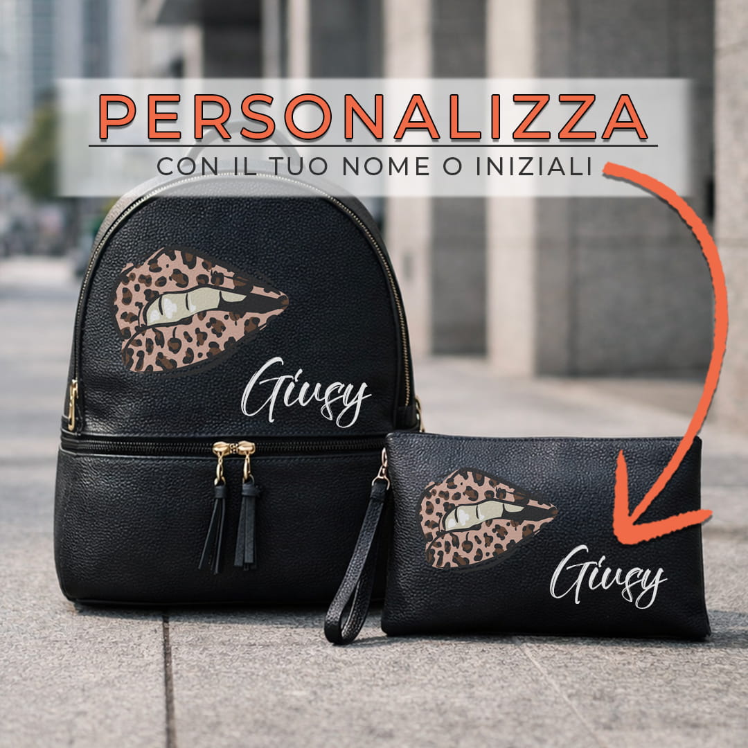 Combo Zaino + Pochette Leopard Lips