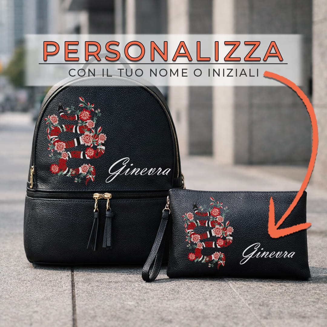 Combo Zaino + Pochette Snake And Flowers