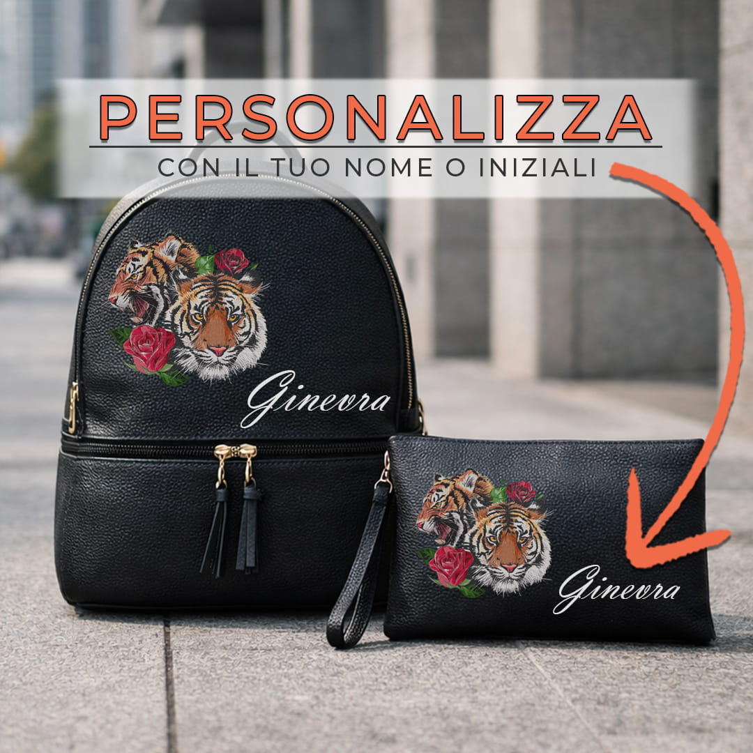 Combo Zaino + Pochette Tiger Rose