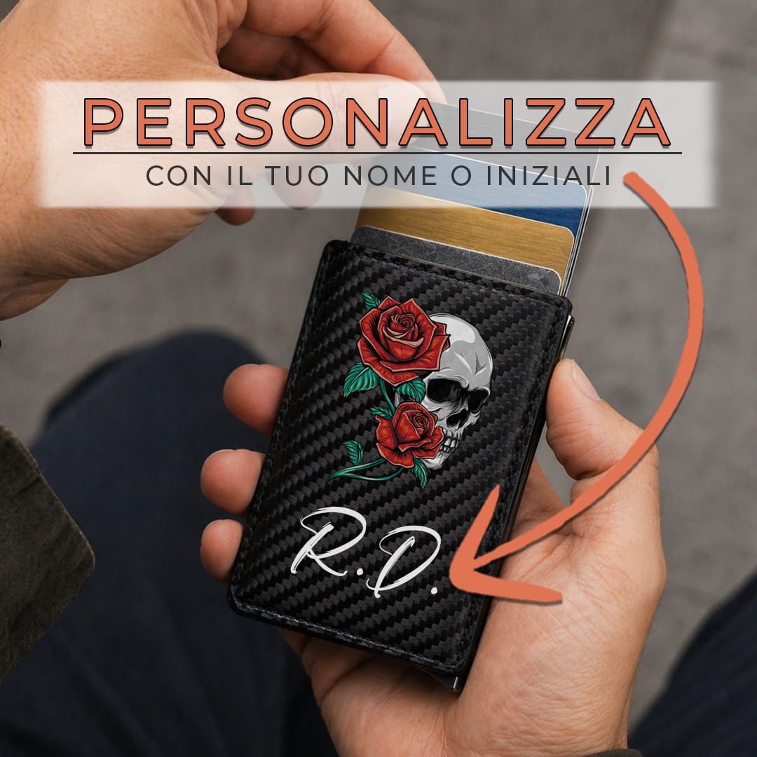 Portafoglio Slim Skull And Roses